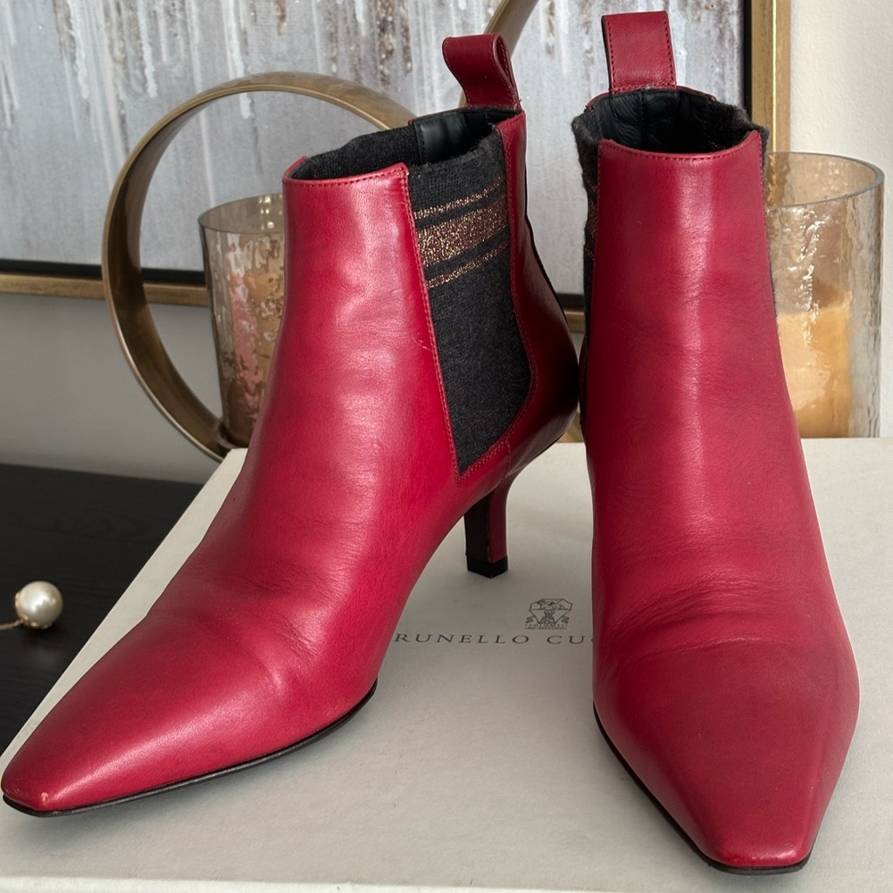 Brunello Cucinelli Leather Acne Boots; Excellent condition; Size 38; Burgundy ;